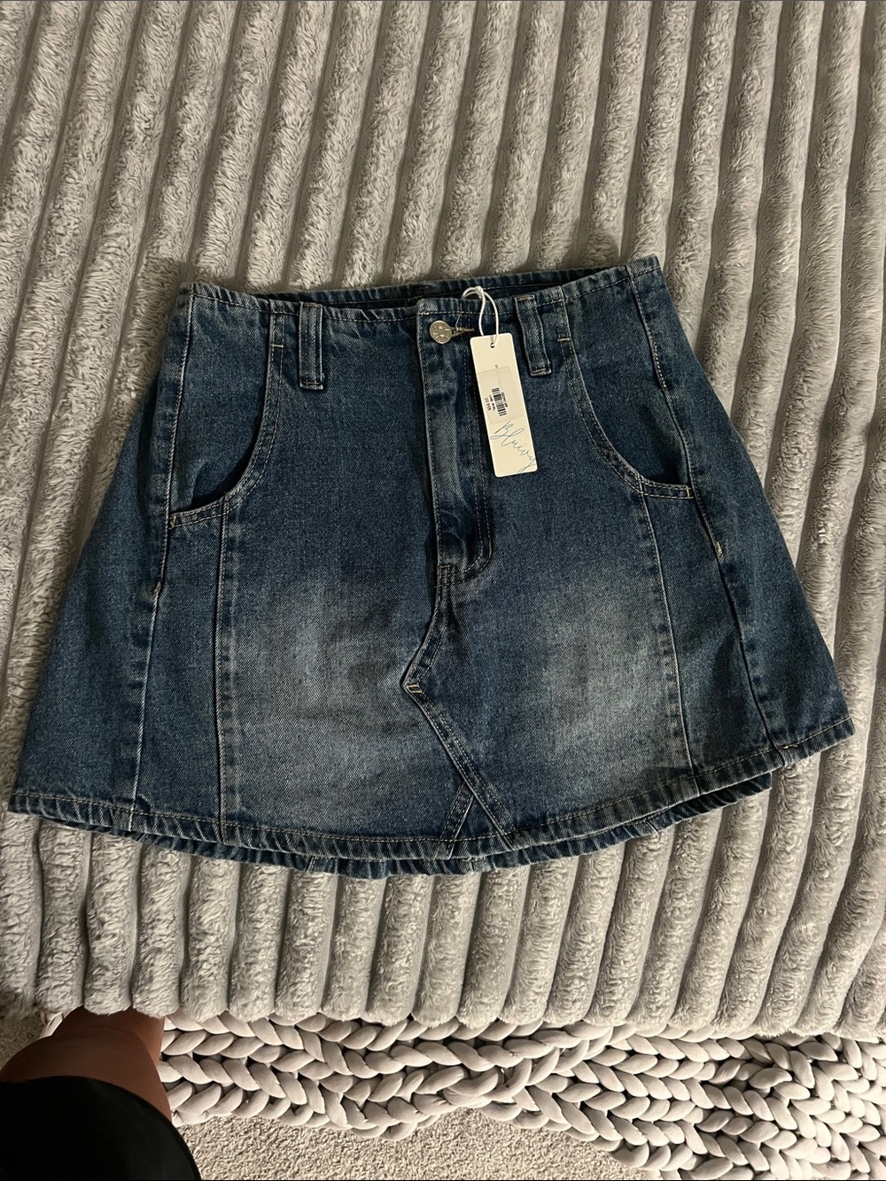 Bluivy Dark Blue Washed Denim Mini Skirt